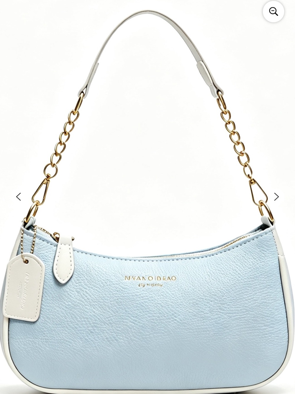 Sky Blue Leather Shoulder Bag with Gold Chain Strap
